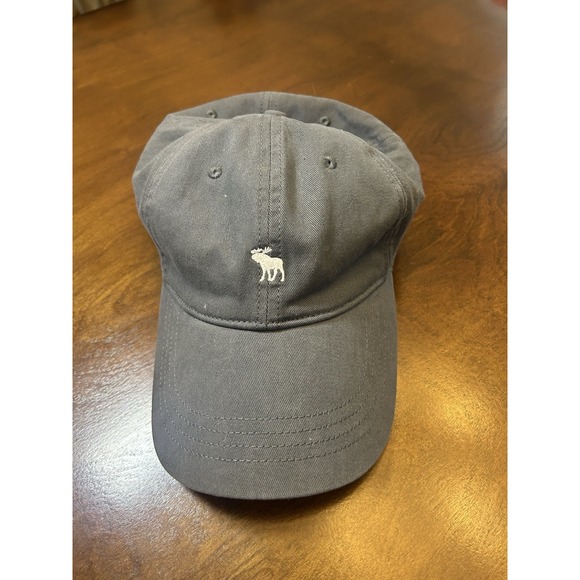 Abercrombie & Fitch Moose Logo Grey Strapback Buckle Dad Hat Preppy Y2K Trendy - Picture 1 of 7